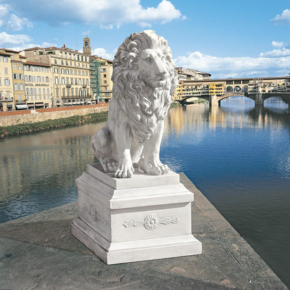 Design Toscano Lion of Florence Sentinel Indoor/Outdoor Animal Statue, 28 Inch Tall, Cast Stone