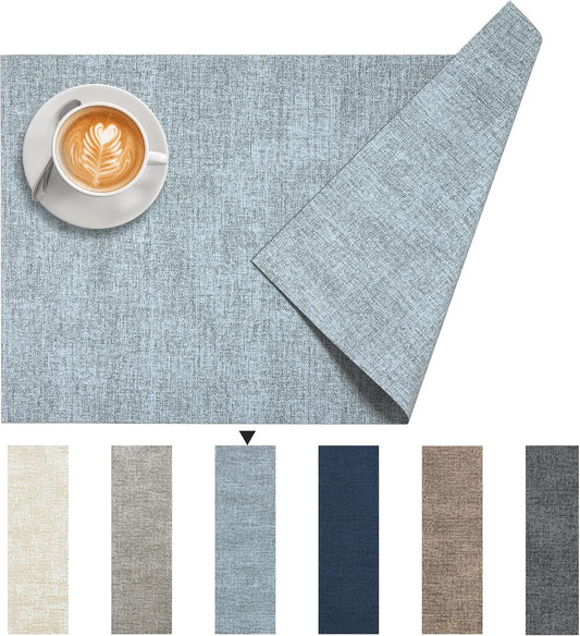 DOLOPL Placemats Set of 4, Reversible Wipeable & Heat Resistant Place Mats, Modern Faux Leather