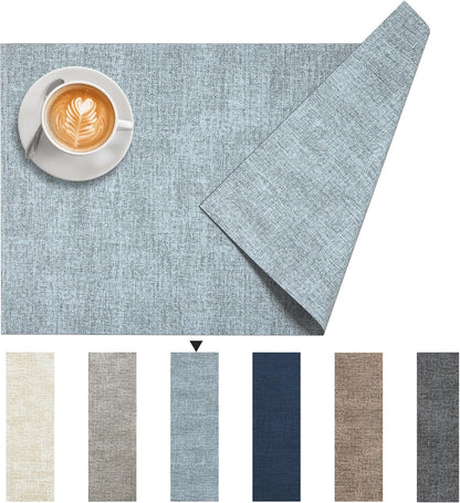 DOLOPL Placemats Set of 12, Reversible Wipeable & Heat Resistant Place Mats, Modern Faux Leather