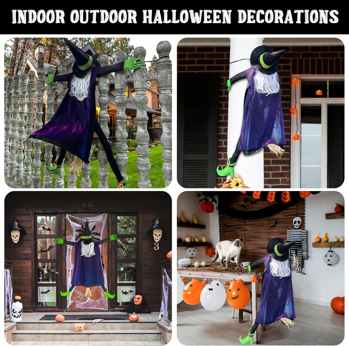 POPGIFTU 64" Large Crashing Witch into Tree Halloween Outdoor Decoration – Funny Flying Witch Yard
