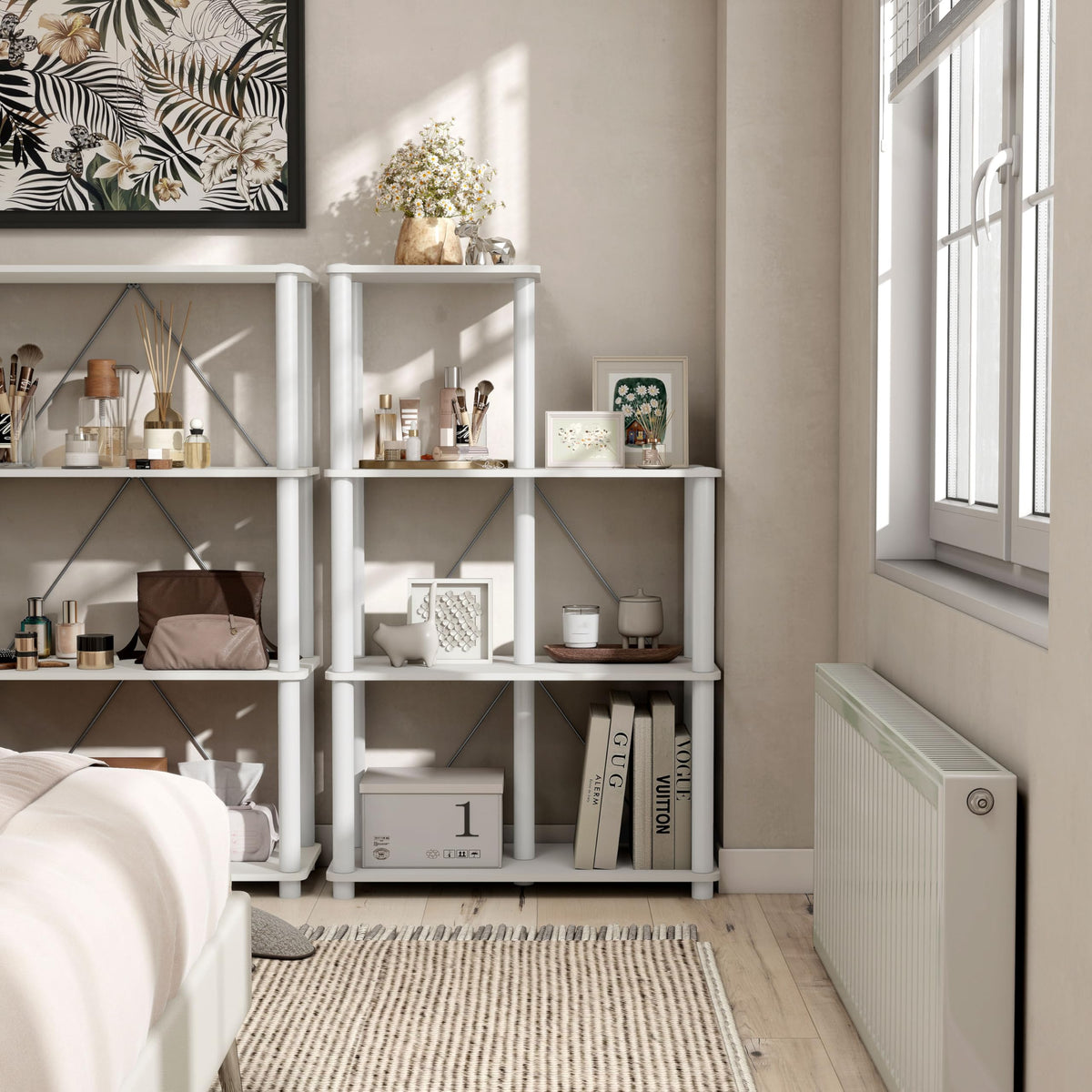 Homes: Inside + Out Apexa Modern 5-Cube Ladder Shelving Units, Collectibles Display Shelves, Easy