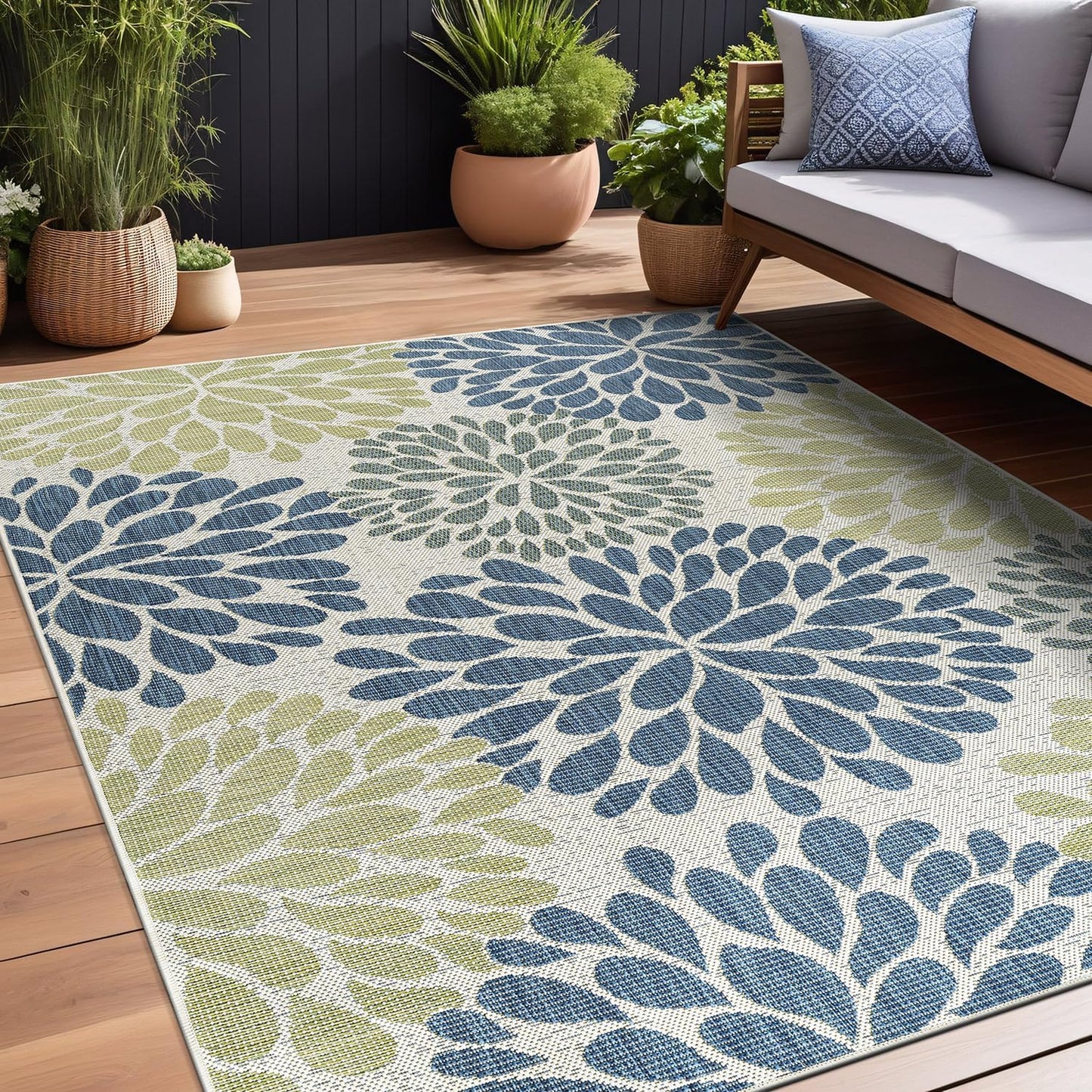 Beverly Rug Outdoor Rug 10x14 Modern Exotic Tropical Leaf Area Rugs for Indoor and Outdoor Patio