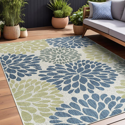 Beverly Rug Outdoor Rug 10x14 Modern Exotic Tropical Leaf Area Rugs for Indoor and Outdoor Patio