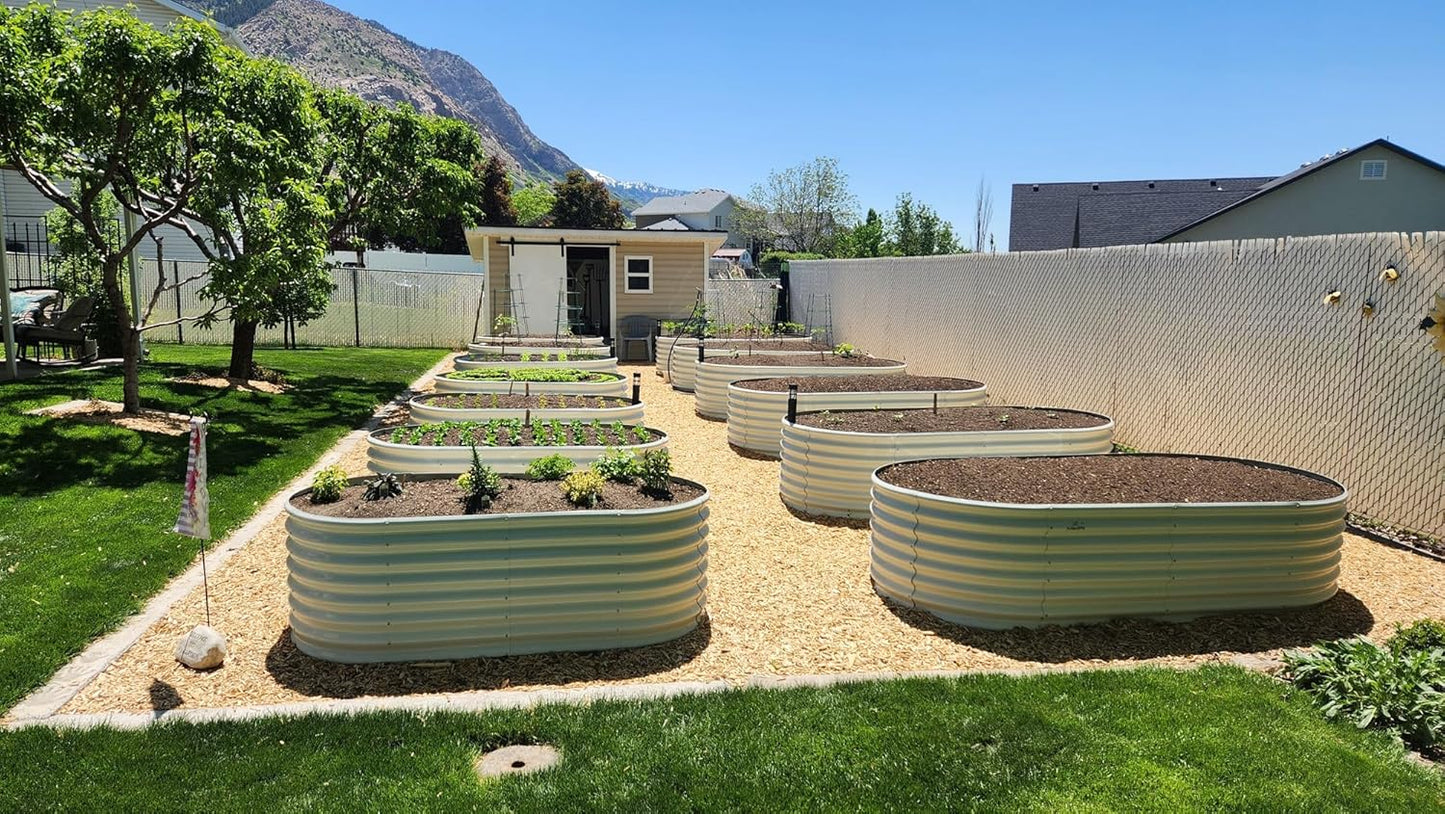 A ANLEOLIFE 6X3X2 ft Galvanized Raised Garden Beds Outdoor-2 Pack, Oval Large Metal Deep Root
