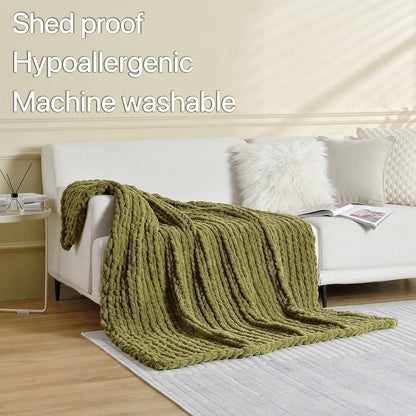 Maetoow Tighter Version Chenille Chunky Knit Blanket Throw 50×60 Inch, Handmade Warm & Cozy Blanket