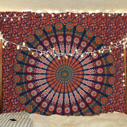 Bless International Handmade Indian hippie Bohemian Psychedelic Peacock Mandala Wall hanging