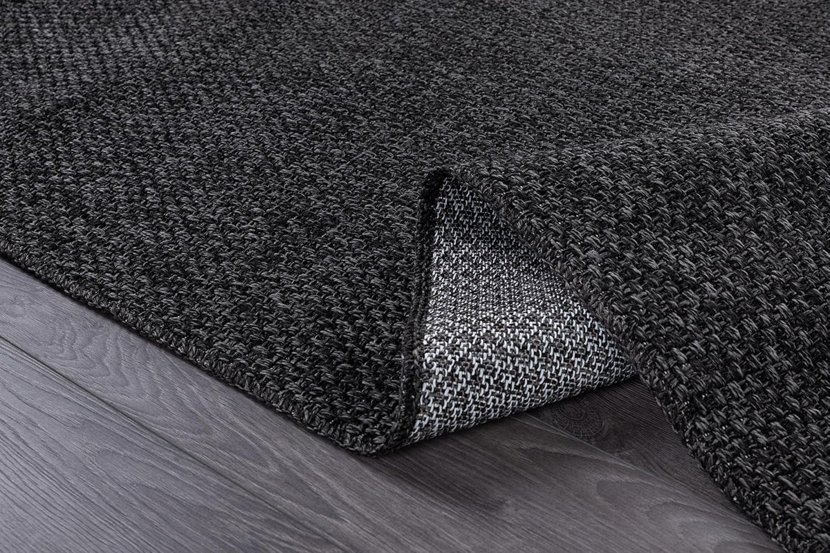 CAMILSON Easy Jute Rug 4x6, Indoor Outdoor Dark Gray Black Farmhouse Area Rugs for Living Room