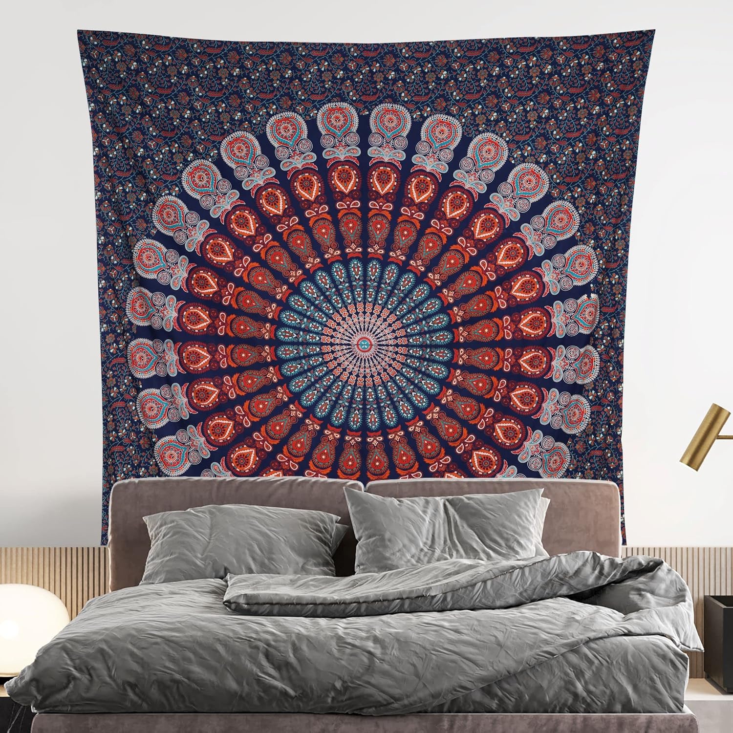 Bless International Handmade Indian hippie Bohemian Psychedelic Peacock Mandala Wall hanging