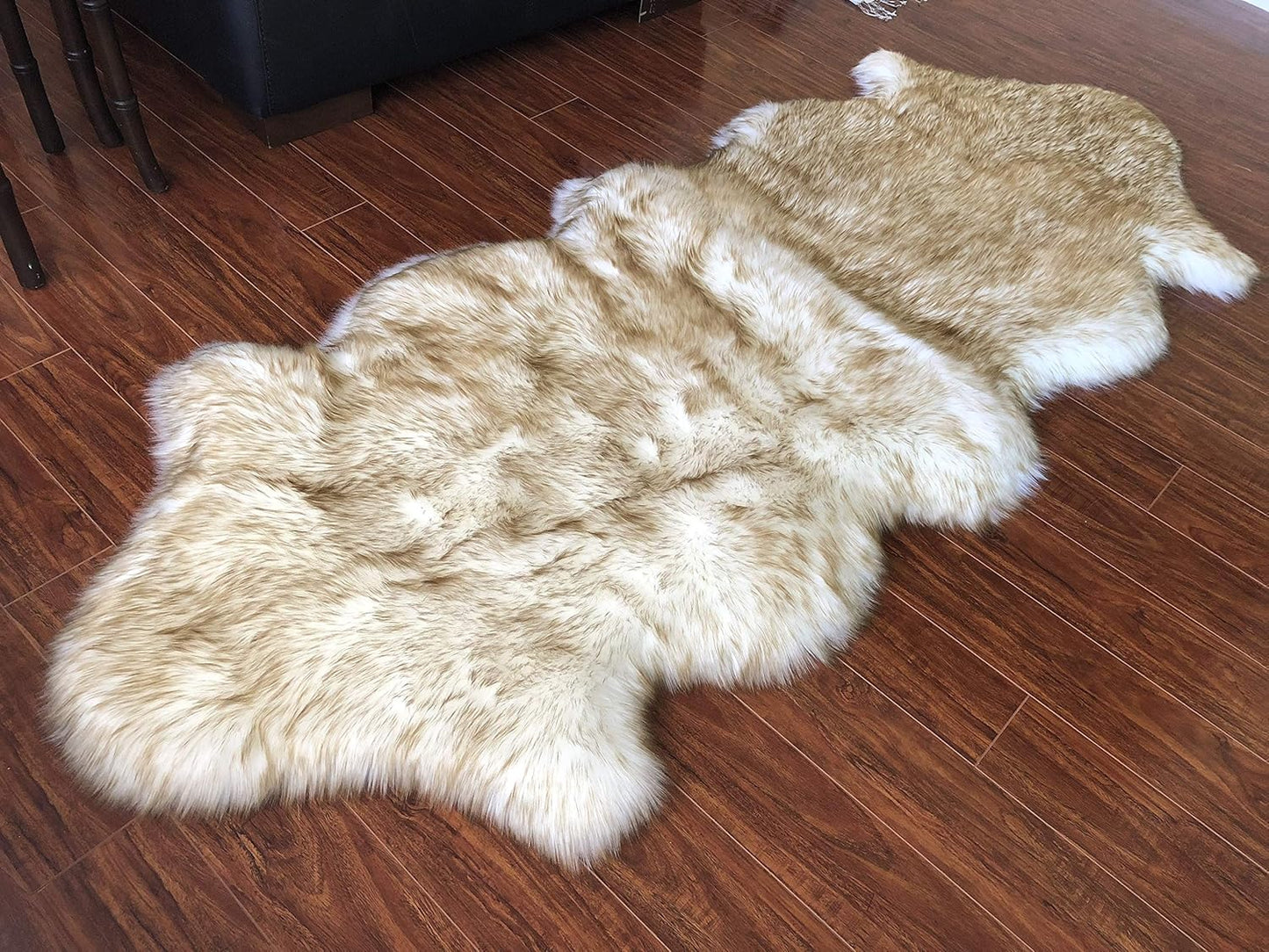 LAMBZY Faux Sheepskin Hypoallergenic Free Shape Silky Shag Rug, Luxury Shaggy Silky Plush Carpet