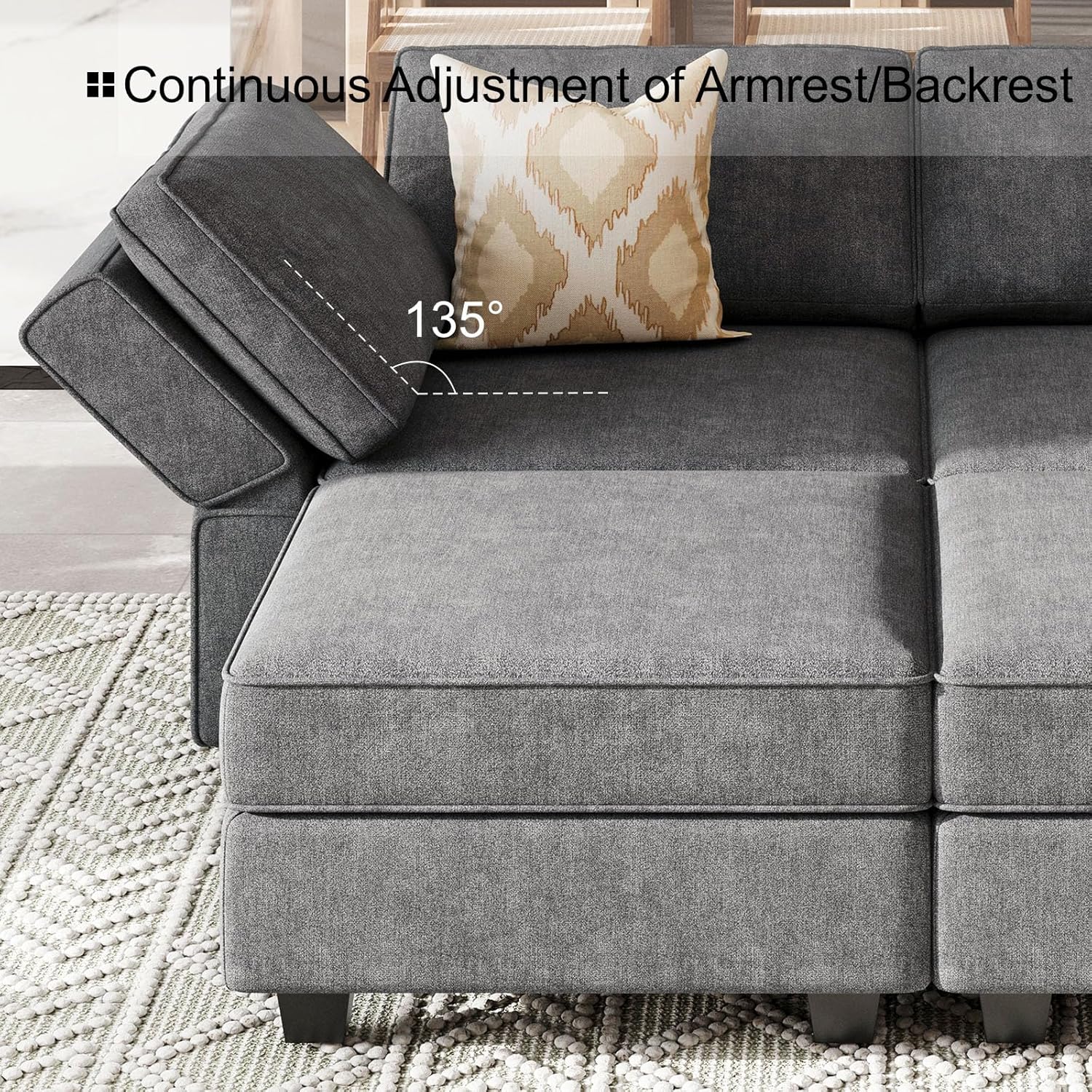 Belffin Terry Fabric Modular Sectional Sleeper Sofa Bed with Storage Convertible Sectional Couches