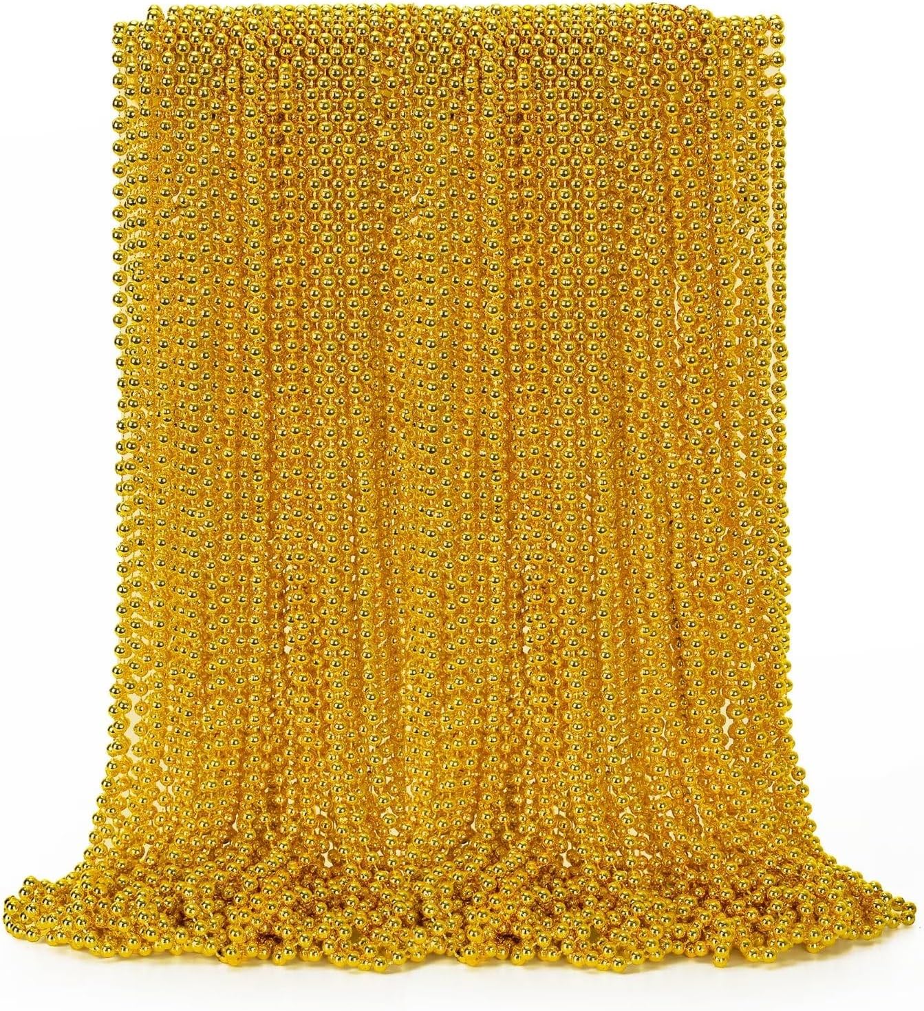 50PCS Mardi Gras Beads, Gold Bead Necklace Stuff, 33" Mardi Gras Christmas Beads Necklace Costume