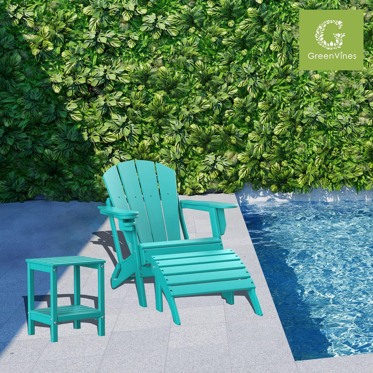 GREENVINES Adirondack-Ottoman | HDPE Plastic | Outdoor Footrest | All Weather | Foot Rest | Foot