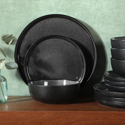 Gibson Elite Tahoe Sunset 12 Piece Stoneware Reactive Glaze (Service for 4) Ceramic Plates and