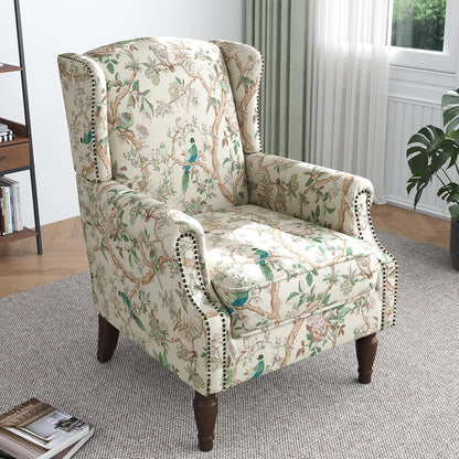 Lumibee High Back Accent Chair, Armchair in Fabric,Comfy Upholstered Wingback Single Sofa Reading