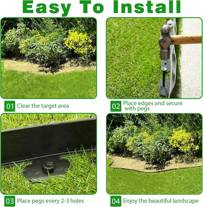 Landscape Edging Border 33 FT 4 Inch Tall with 60 Spikes, Plastic Edging for Landscaping, Garden