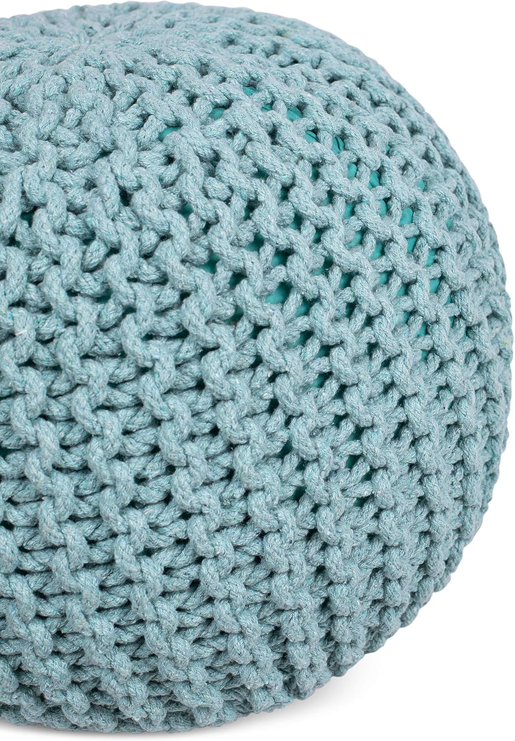 BIRDROCK HOME Round Pouf Ottoman | Cotton Braided Round Foot Stool | Bedroom and Living Room Poof |