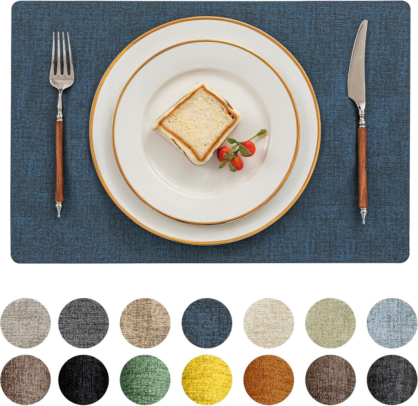 Romanstile Vinyl Placemats Set of 4-12 X 18 Inch - Heat Resistant Place Mats 100% Waterproof