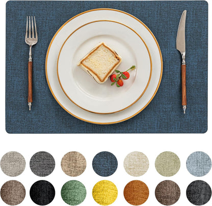 Romanstile Vinyl Placemats Set of 4-12 X 18 Inch - Heat Resistant Place Mats 100% Waterproof