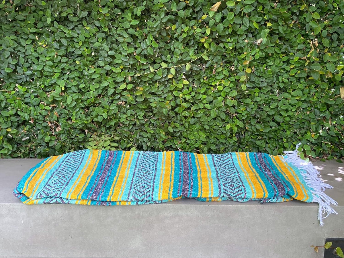 Del Mex Classic Mexican Blanket, Large Authentic Woven Falsa Throw (70"x50"), Artisan Southwest