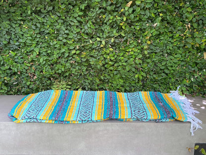 Del Mex Classic Mexican Blanket, Large Authentic Woven Falsa Throw (70"x50"), Artisan Southwest