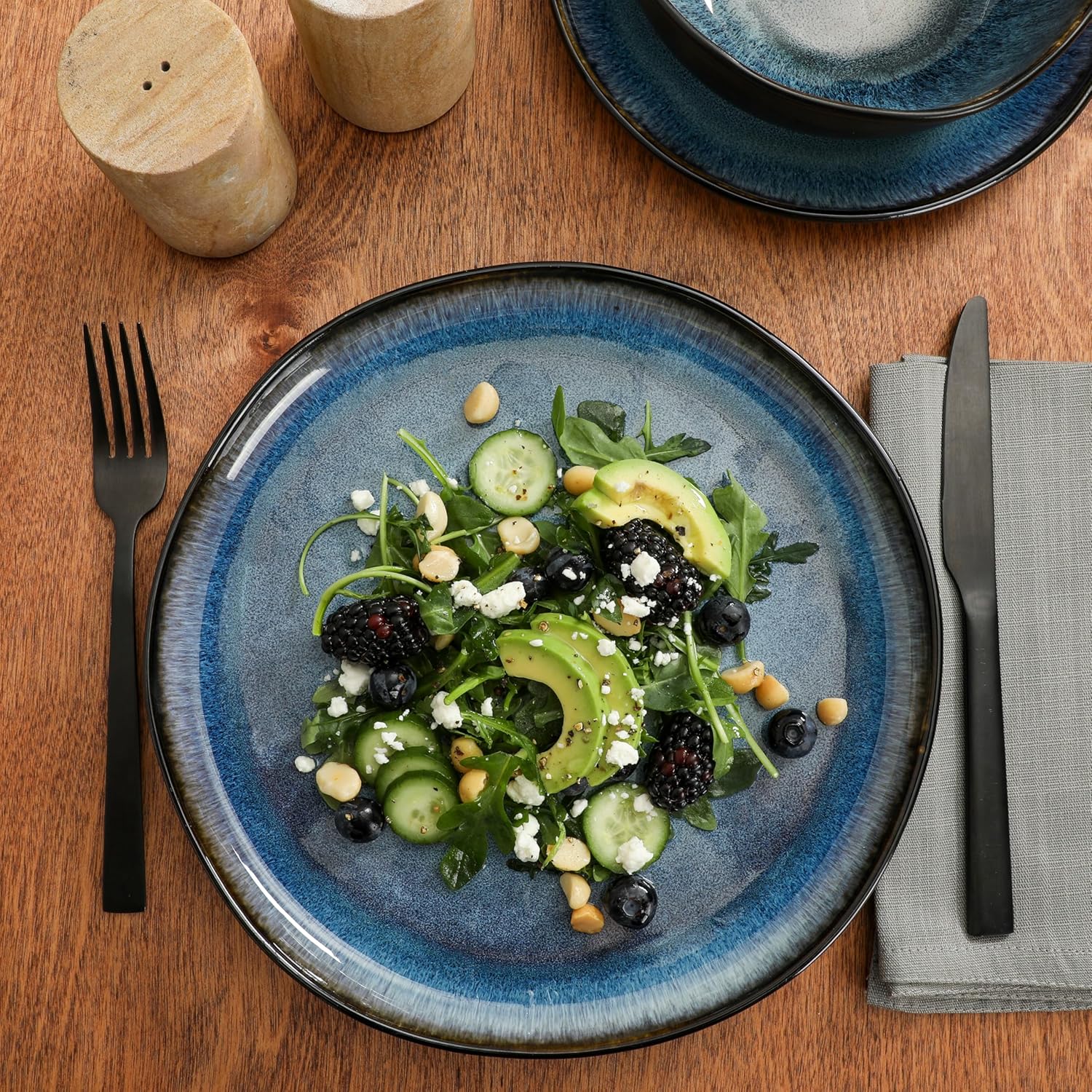 Gibson Elite Nardini 12 Piece (Service for 4) Plates and Bowls Reactive Glaze Dishes Stoneware