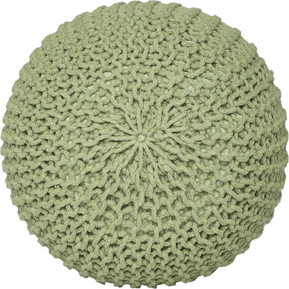 REDEARTH Round Pouf Foot Stool Ottoman - Cotton Knitted Cord Boho Pouffe - Cable Poof Filled