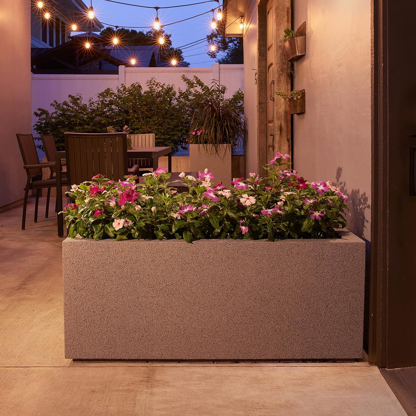 PolyStone Milan Tall Modern Outdoor/Indoor Rectangular Trough Planter, 46" L X 17" W X 19" H