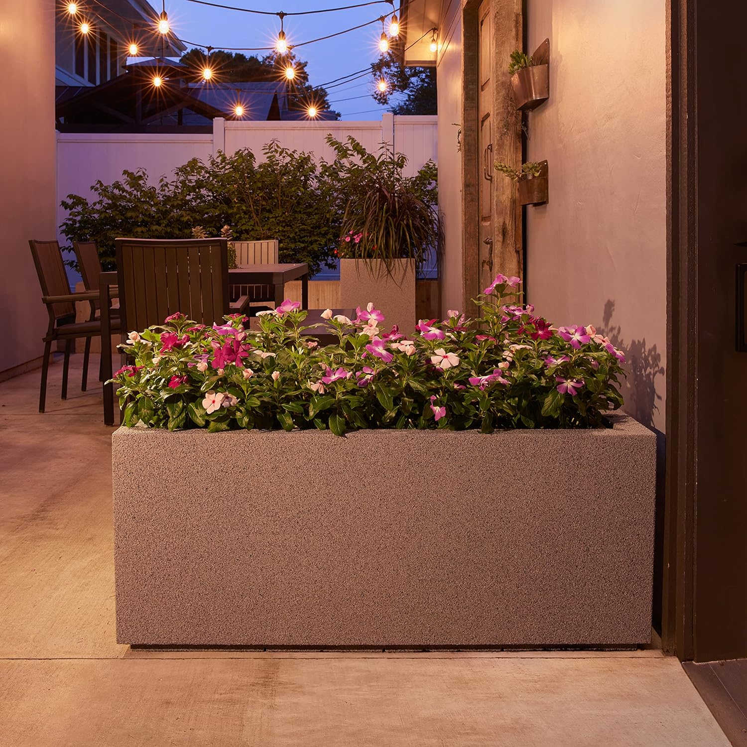 PolyStone Milan Tall Modern Outdoor/Indoor Rectangular Trough Planter, 46" L X 17" W X 19" H