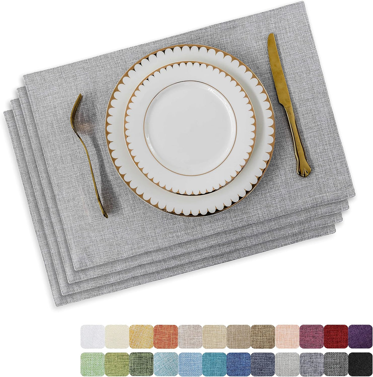 HOME BRILLIANT Cloth Placemats Set of 4 Heat Resistant Washable Plate Mats Placemats for Parties