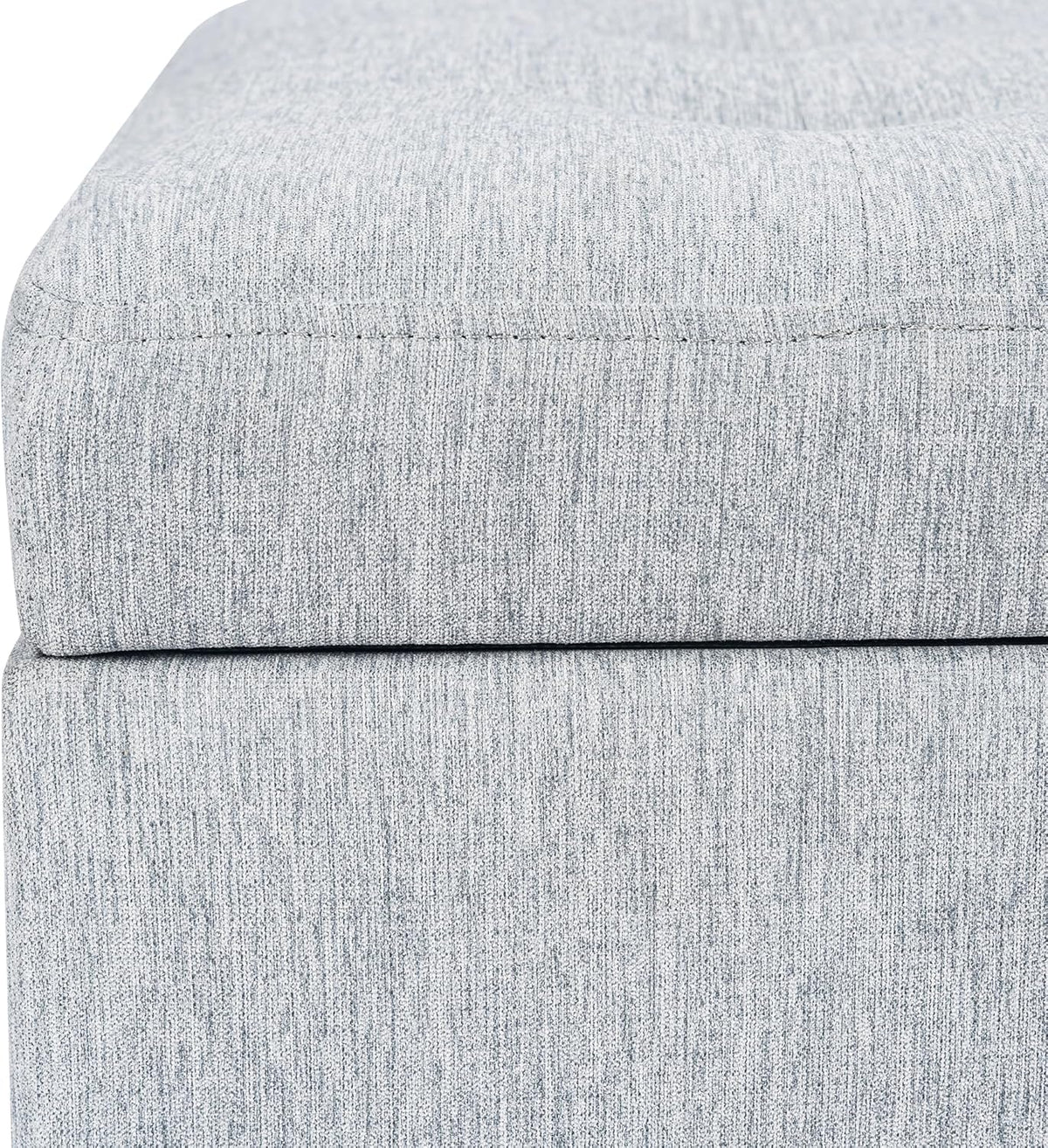 Adeco 18 Inch High Cube Ottoman Storage, Linen Chair Foot Stools, Upholstered Vanity Stool with