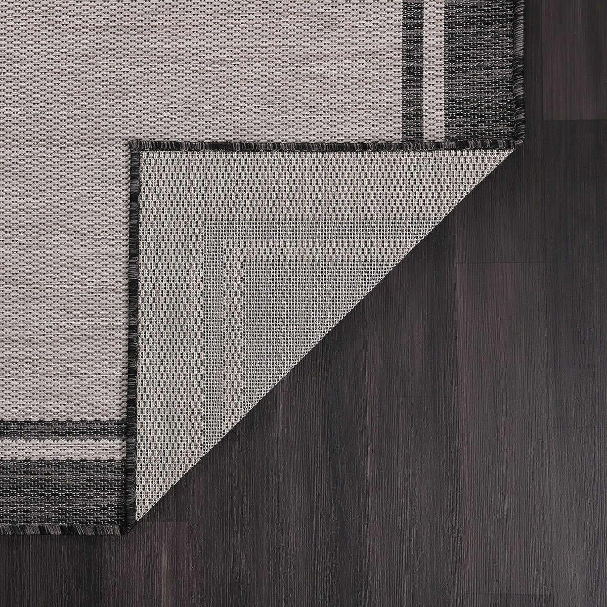 CAMILSON Indoor Outdoor Rug, 10x14 Bordered Gray Modern Area Rugs for Large Indoor and Outdoor