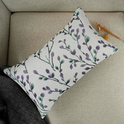 YOUR SMILE Classical Embroidery Jacquard Purple Square Decorative Throw Pillow Case Cushion