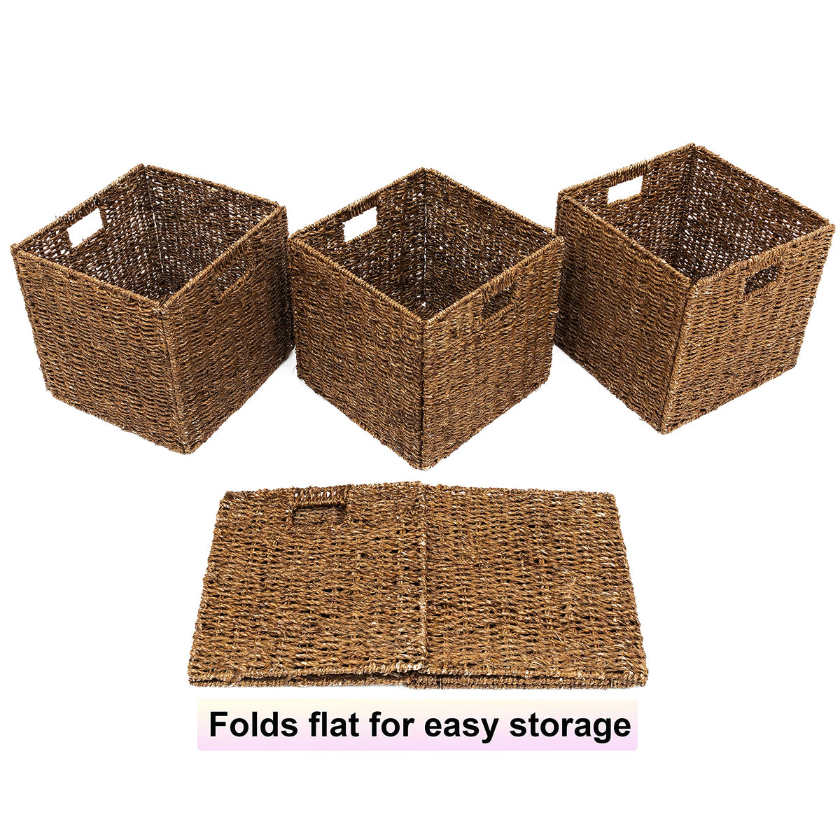 Foldable Storage Basket with Iron Wire Frame By Trademark Innovations (Set of 4)