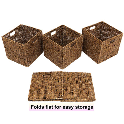 Foldable Storage Basket with Iron Wire Frame By Trademark Innovations (Set of 4)