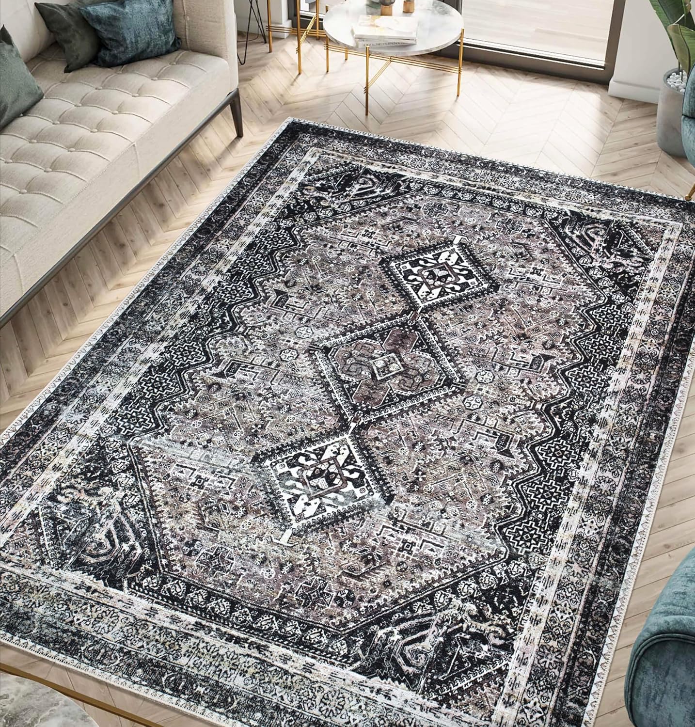 Keen Home Design 8x10 Rug - Machine Washable Area Rug with Non-Slip Backing, Ideal for Living Room