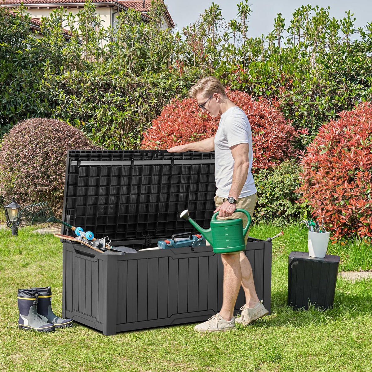 YITAHOME 120 Gallon Outdoor Storage Deck Box, Large Resin Patio Storage for Outdoor Pillows, Garden