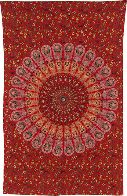 Bless International Handmade Indian hippie Bohemian Psychedelic Peacock Mandala Wall hanging