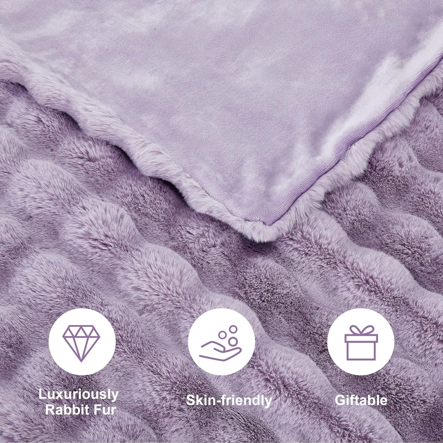 DREAMNINE Decorative Soft Fuzzy Faux Fur Throw Blanket for Couch Sofa 50" x 60", Reversible Plush
