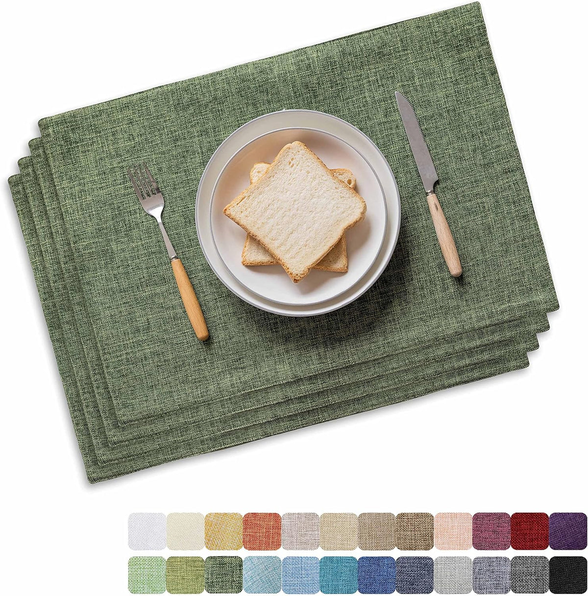 Home Brilliant Linen Cloth Placemats Set of 4 Heat Resistant Dining Table Place Mats Table Mat