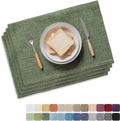 Home Brilliant Linen Cloth Placemats Set of 4 Heat Resistant Dining Table Place Mats Table Mat