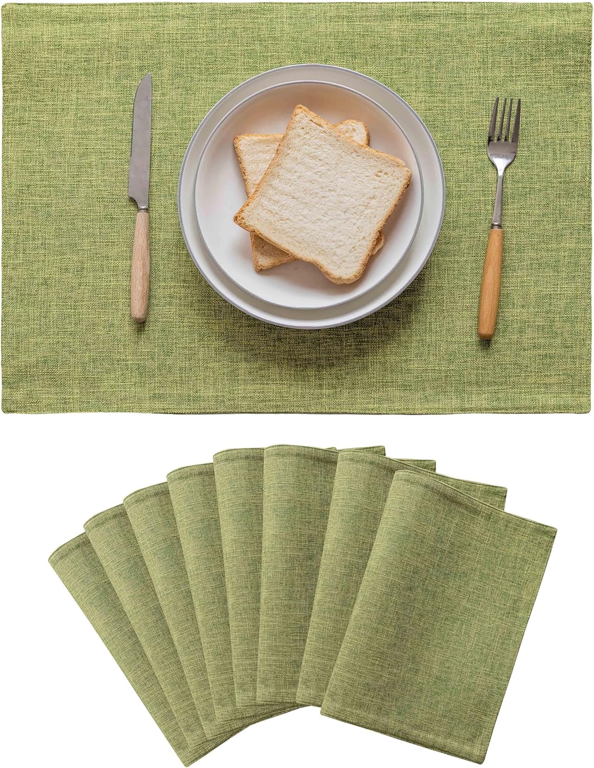 Home Brilliant Green Placemats Set of 8 Washable Place Mats Linen Placemats Heat Resistant Table