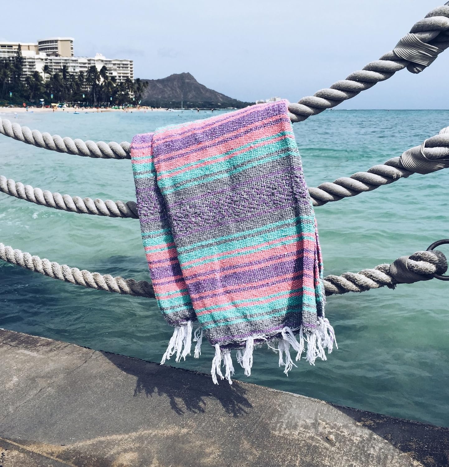 Del Mex Classic Mexican Blanket, Large Authentic Woven Falsa Throw (70"x50"), Artisan Southwest