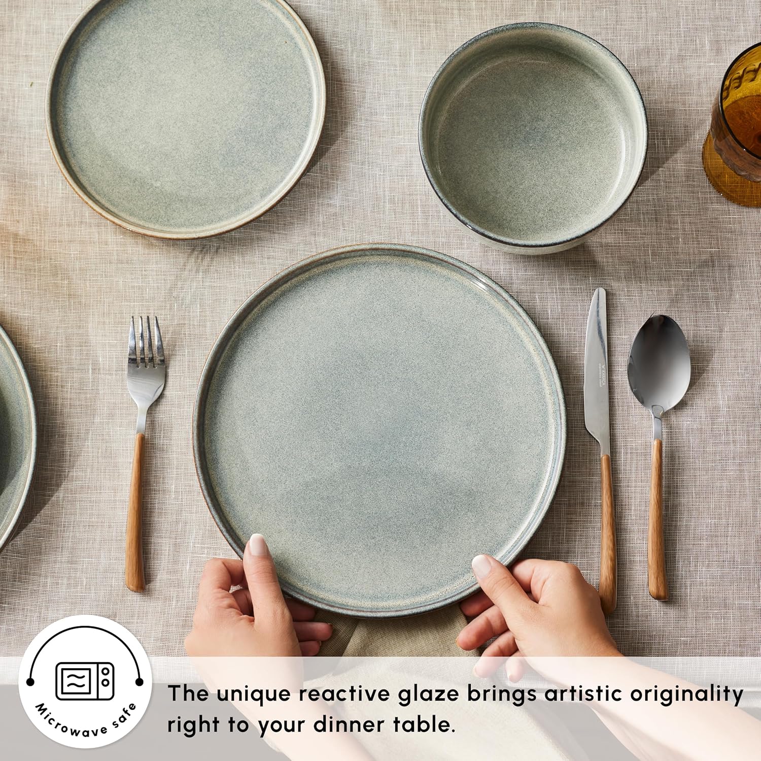 Karaca New Skal 18-Piece Dinnerware Sets for 6 People, Modern Design, Stoneware Dinner Set, Kitchen
