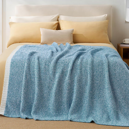 Joiedomi Twin Blanket for Couch Bed Sofa, Blue Knitted Blankets Gifts for Women Mom Girls, Cozy