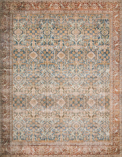 Loloi Layla Collection LAY-04 Ocean/Rust 2'-3" x 3'-9" .13" Thick Accent Rug, Soft, Durable