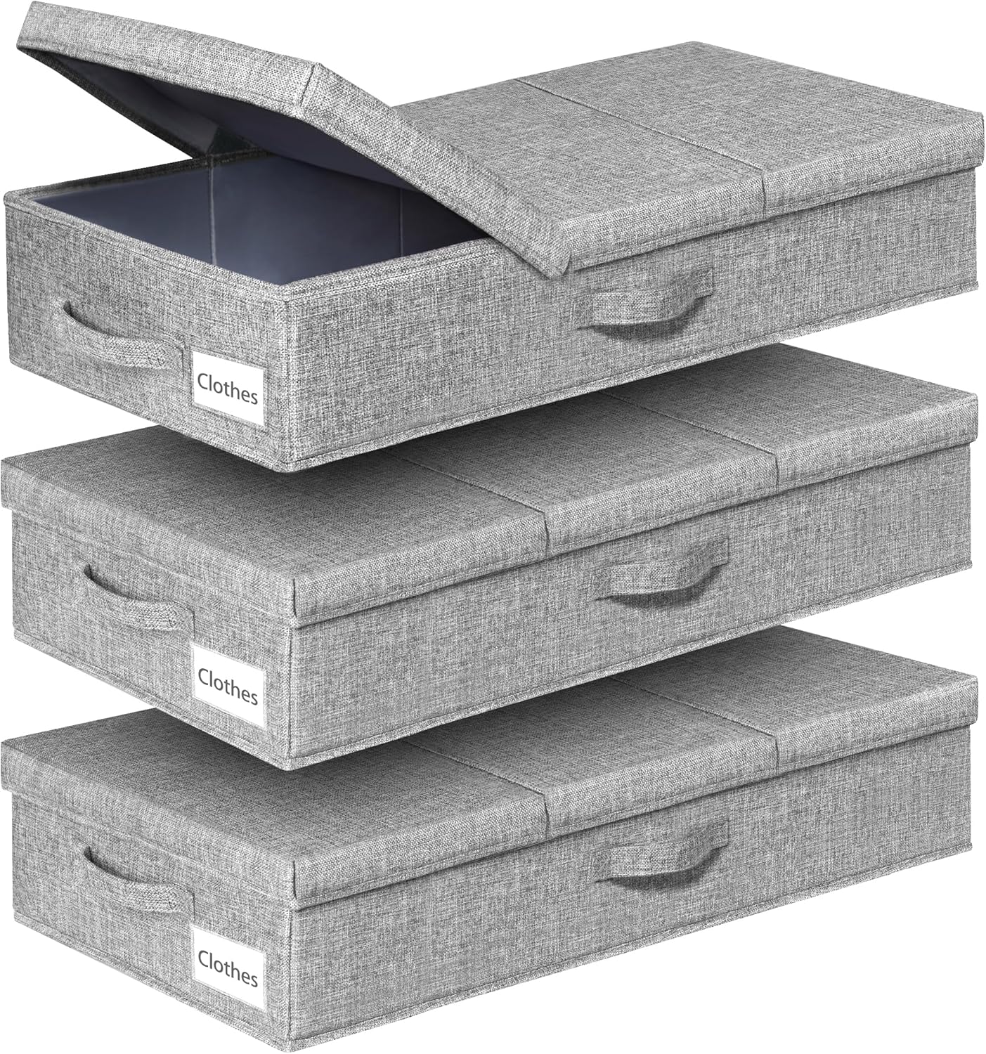 punemi Under Bed Storage Containers, 3 Pcs Large Blanket Clothes Storage Bag, Long Flat Firm Sides