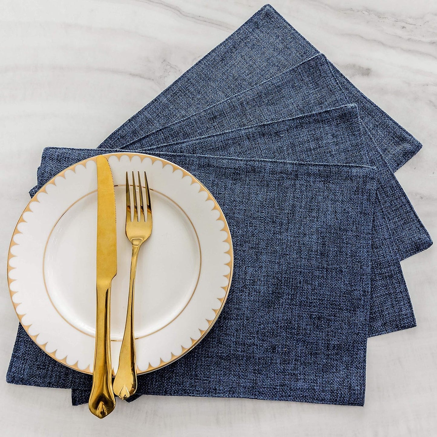 Home Brilliant Set of 4 Placemats Blue Placemats Heat Resistant Dining Table Place Mats Kitchen