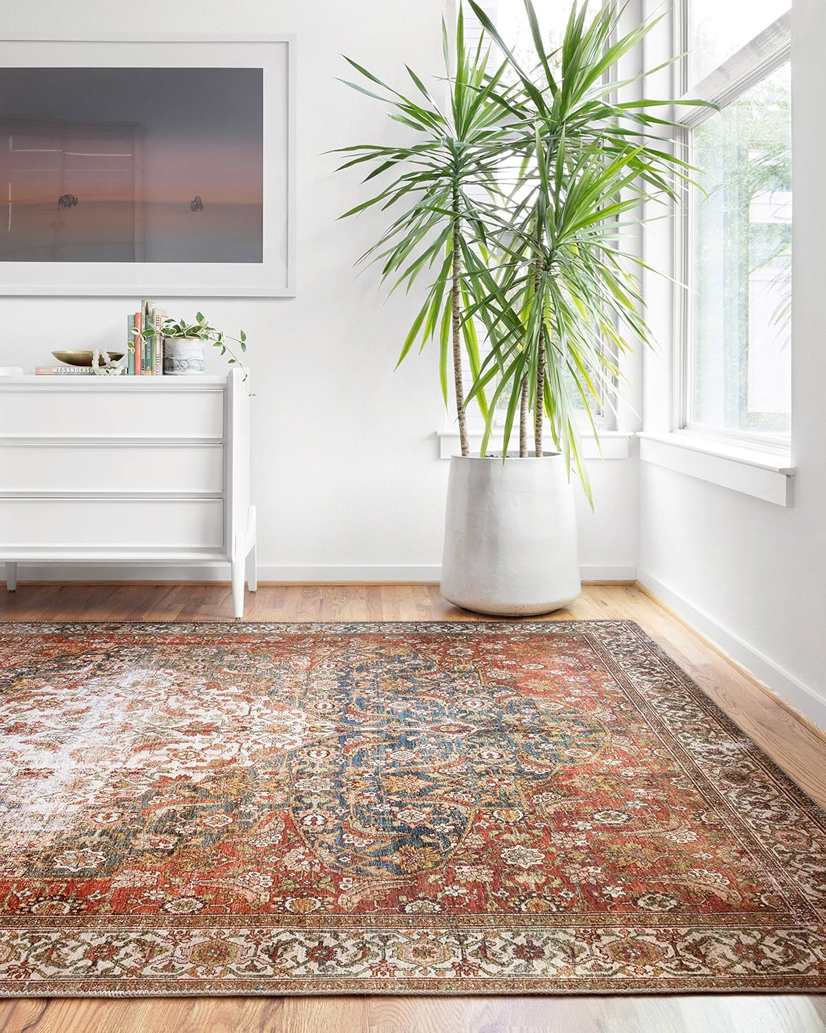 Loloi Layla Collection LAY-05 Ocean/Multi 3'-6" x 5'-6" .13" Thick Accent Rug, Soft, Durable