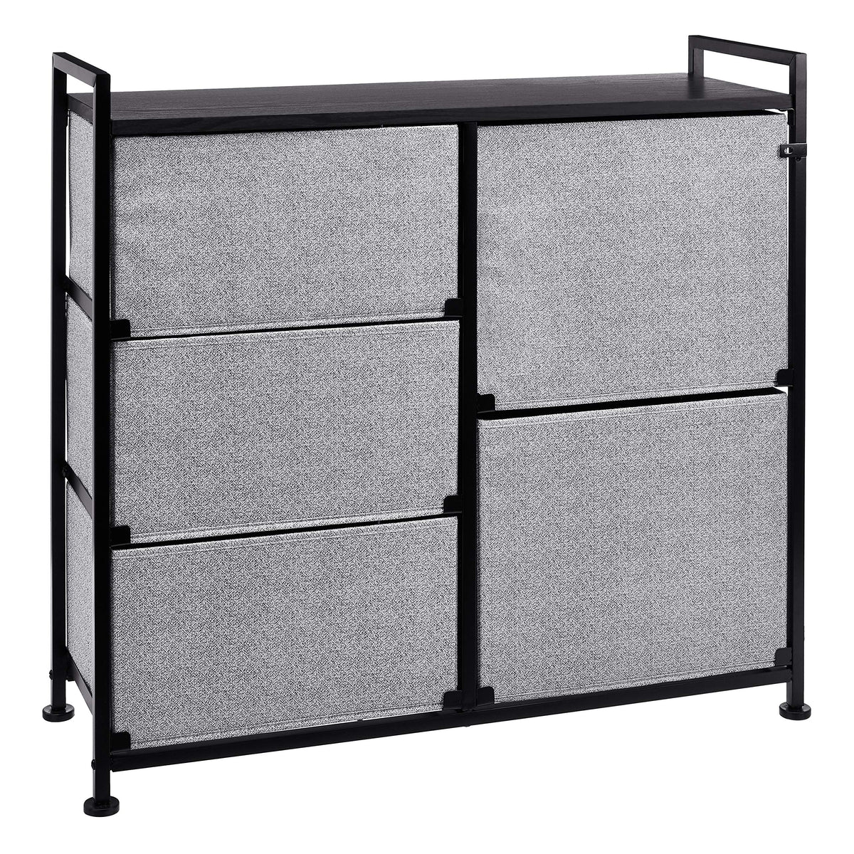 Amazon Basics Closet Organizer with 5-Fabric Storage Drawers for Bedroom, Living Room, Black