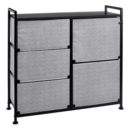 Amazon Basics Closet Organizer with 5-Fabric Storage Drawers for Bedroom, Living Room, Black